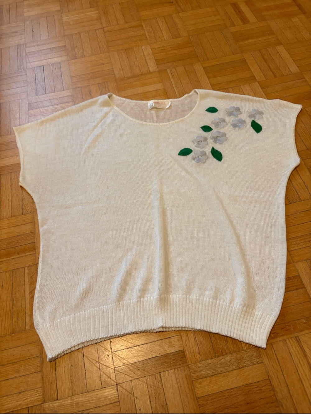 Annalisa. Italy Knit Top with Floral Appliqué